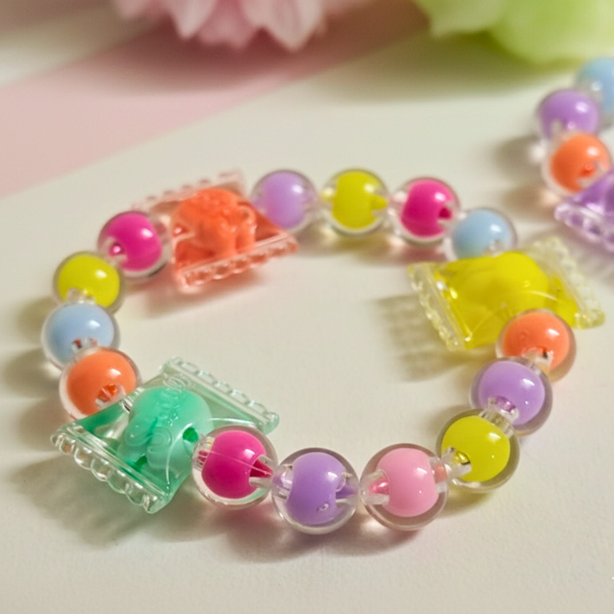 Colorful Plastic Beads Bracelet – Assorted Colors Handmade Stretch Jewelry for Women & Girls | Tanziz Collection